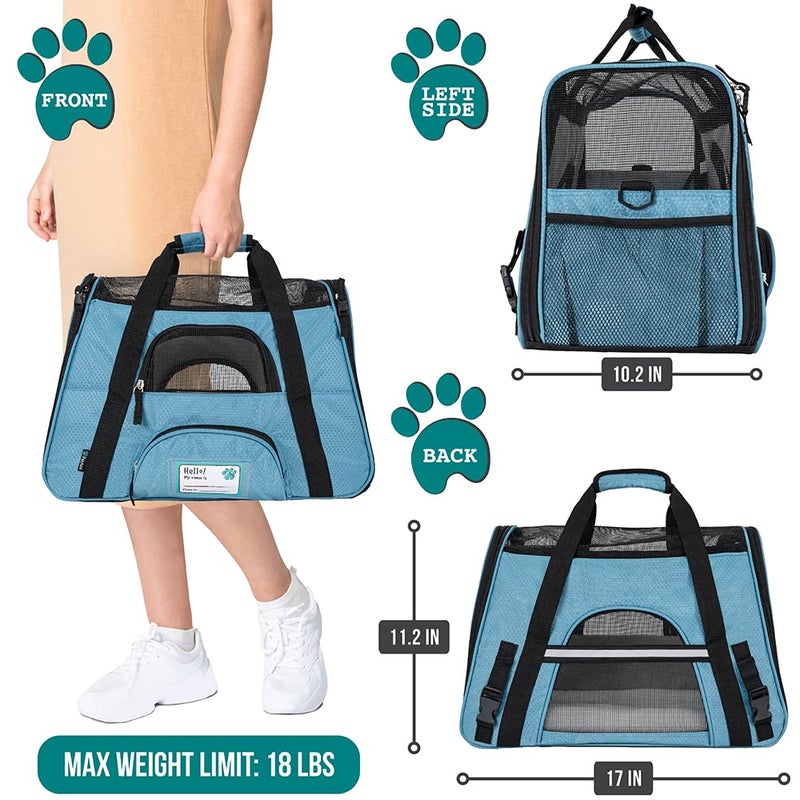 PetAmi Airline Approved Pet Carrier for Cat, Soft Sided Dog Carrier for Small Dogs, Cat Travel Supplies Accessories for Indoor Cats, Ventilated Pet Carrying Bag Medium Large Kitten Puppy, Small Blue - Image 2